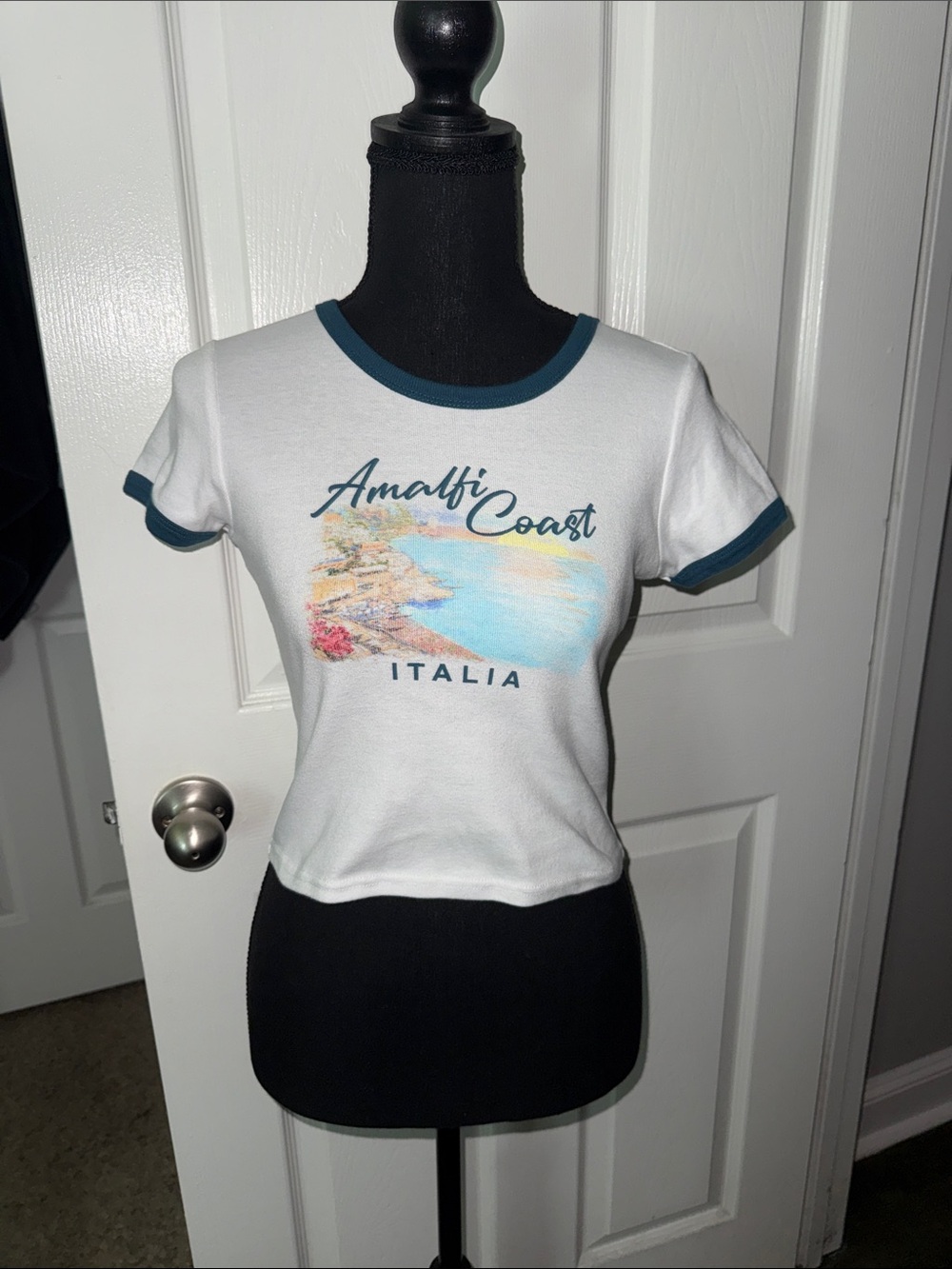 🖤Full Tilt Amalfi Coast Italia Graphic Cropped Ringer Top size XS/S🖤